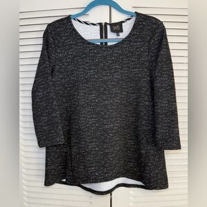 W5 Anthropologie Black Heathered Pullover Sweater Shirt Back Zip Size M USA Made